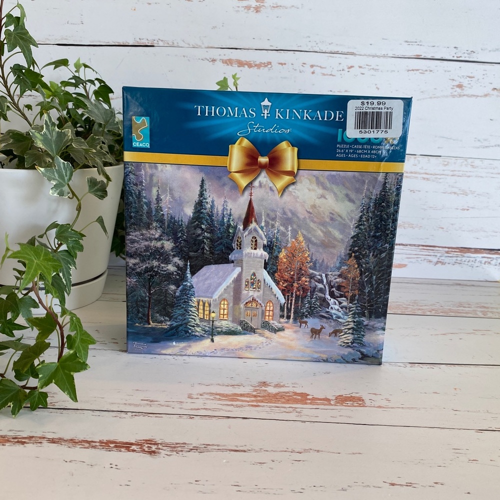 Thomas Kinkade Deer Creek Chapel Winter Scene